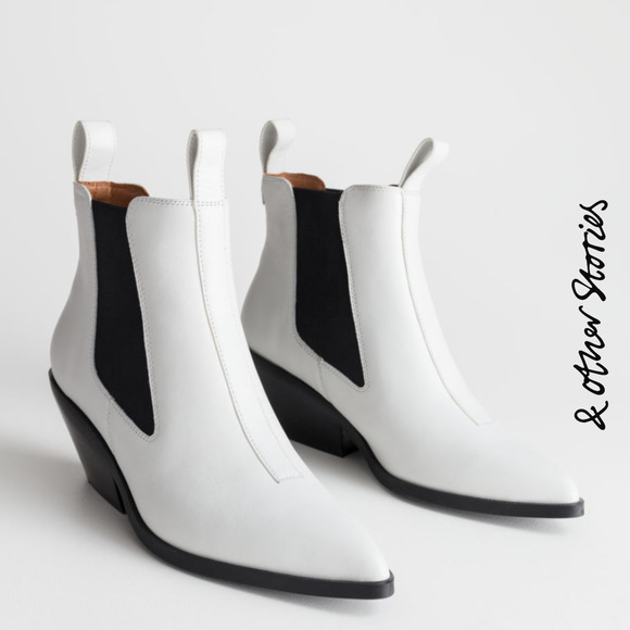& Other Stories Shoes - & OTHER STORIES Low Leather Cowboy Boots US Size 9.5